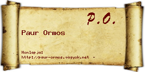 Paur Ormos névjegykártya